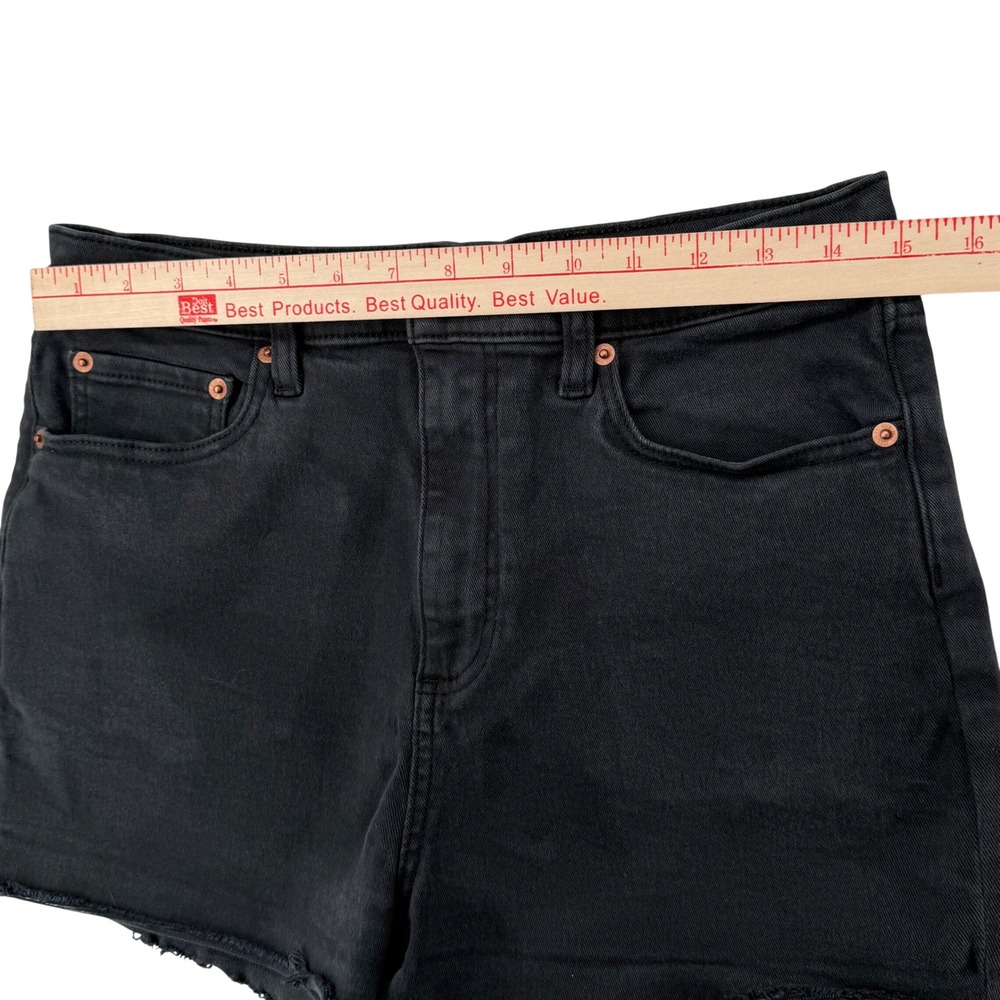 Victoria's Secret PINK Black Denim Shorts Womens 29 High Rise Frayed Hem Cut Off - Picture 2 of 8